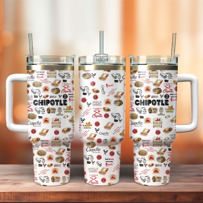 Chipotle Mexican Grill Food Custom Stanley Quencher 40Oz Stainless Steel Tumbler With Handle