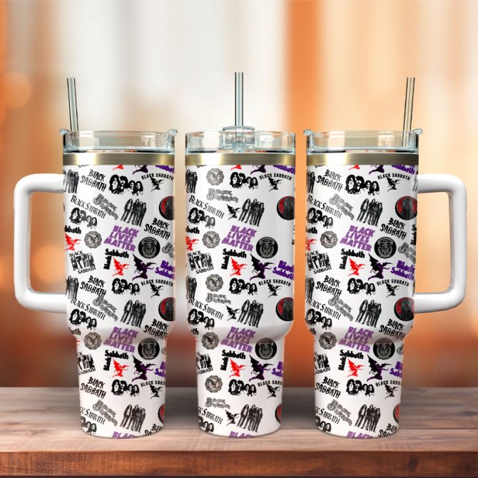 Black Sabbath Rock Band Custom Stanley Quencher 40Oz Stainless Steel Tumbler With Handle