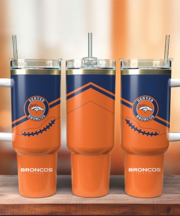 Denver Broncos Football Nfl Custom Stanley Quencher 40Oz Stainless Steel Tumbler With Handle