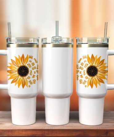 Sunflower Colorful Custom Stanley Quencher 40Oz Stainless Steel Tumbler With Handle