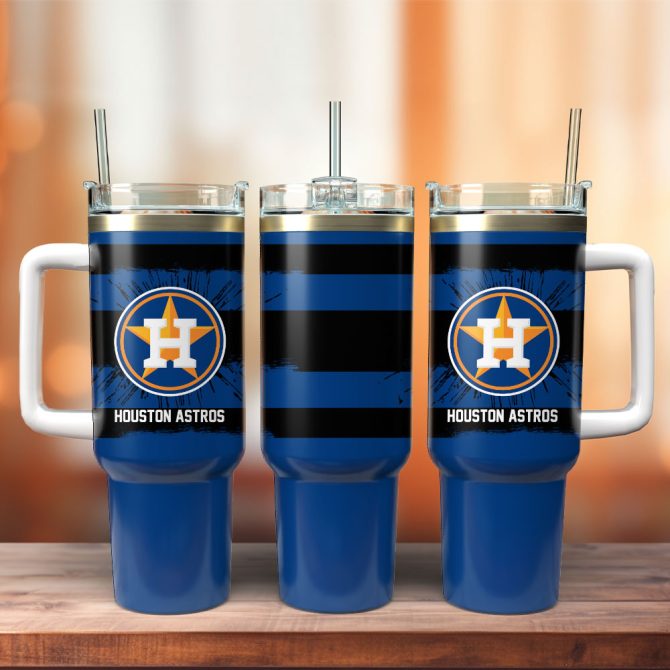 Houston Astros Baseball Mlb Sport Custom Stanley Quencher 40Oz Stainless Steel Tumbler With Handle