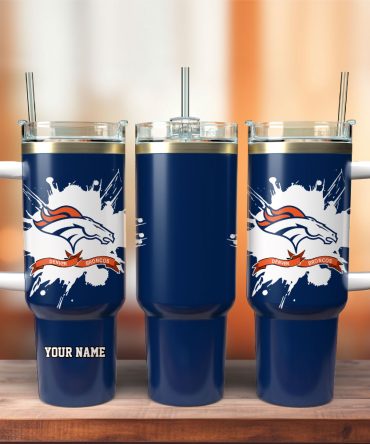 Denver Broncos Football Nfl Sport Custom Stanley Quencher 40Oz Stainless Steel Tumbler With Handle