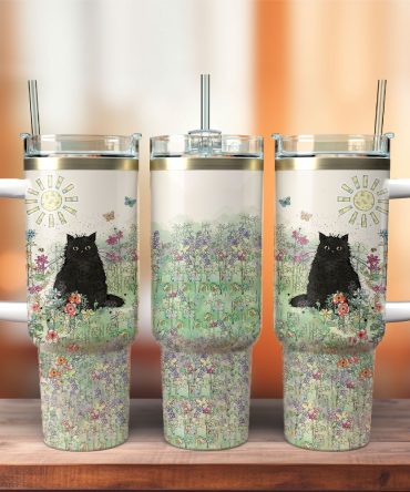 Cat Artwork Custom Stanley Quencher 40Oz Stainless Steel Tumbler With Handle