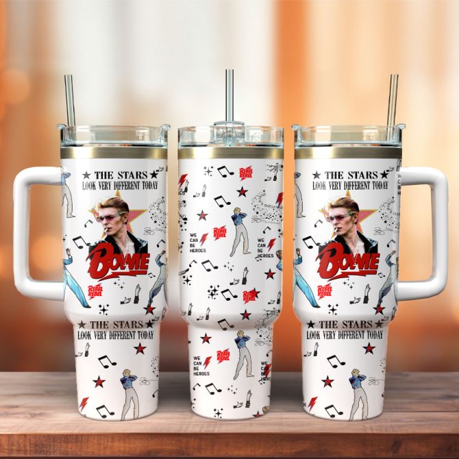 David Bowie Singer Actor Custom Stanley Quencher 40Oz Stainless Steel Tumbler With Handle