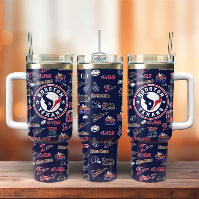 Houston Texans Football Team Nfl Custom Stanley Quencher 40Oz Stainless Steel Tumbler With Handle