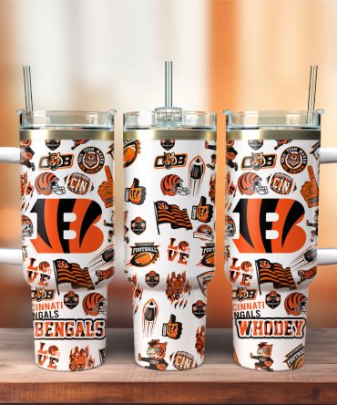 Cincinnati Bengals Football Nfl Sport Custom Stanley Quencher 40Oz Stainless Steel Tumbler With Handle