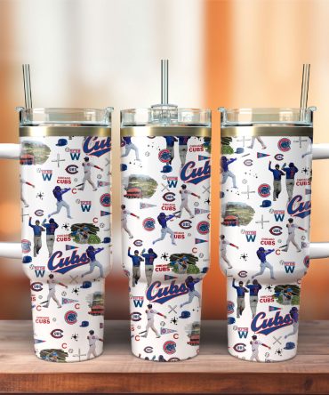 Chicago Cubs Baseball Field Mlb Custom Stanley Quencher 40Oz Stainless Steel Tumbler With Handle