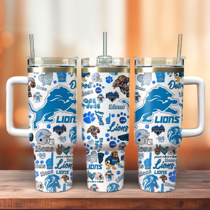 Detroit Lions Football Nfl Sport Custom Stanley Quencher 40Oz Stainless Steel Tumbler With Handle