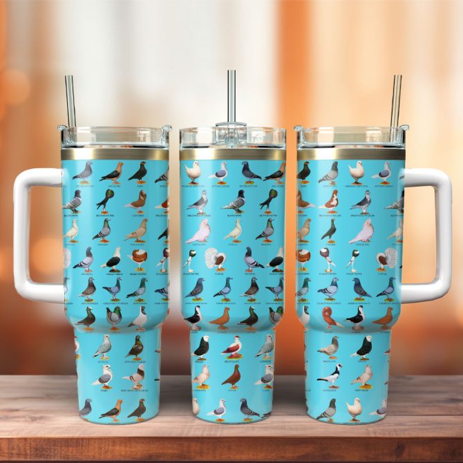 Colorful Chicken Artwork Custom Stanley Quencher 40Oz Stainless Steel Tumbler With Handle