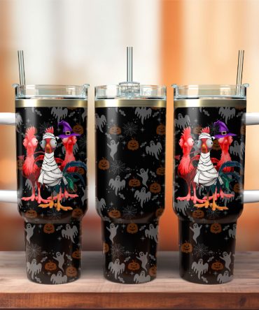 Halloween Chickens Gift Custom Stanley Quencher 40Oz Stainless Steel Tumbler With Handle