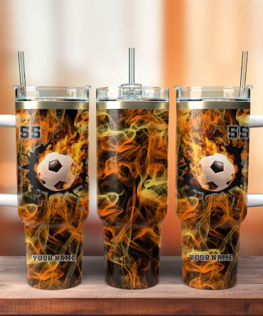 Football Artwork Custom Stanley Quencher 40Oz Stainless Steel Tumbler With Handle