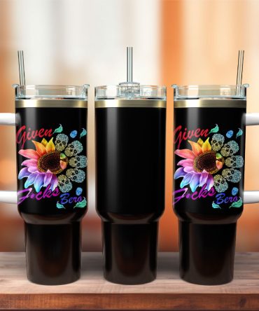 Tie Dye Sunflower Skull Artwork Custom Stanley Quencher 40Oz Stainless Steel Tumbler With Handle