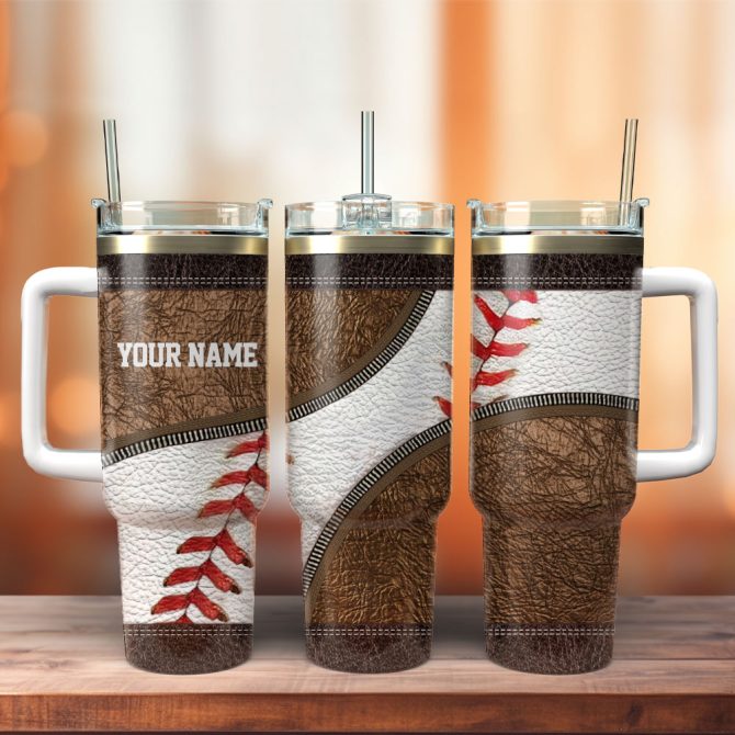 Baseball Leather Glove Sport Custom Stanley Quencher 40Oz Stainless Steel Tumbler With Handle