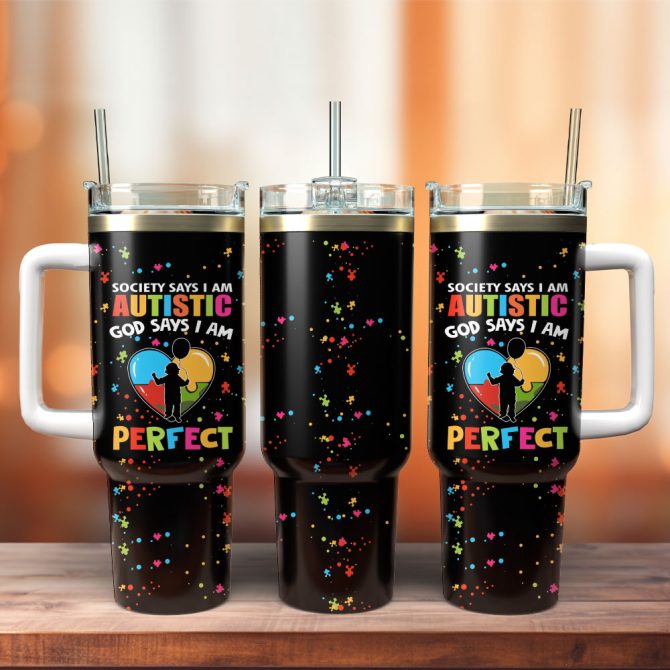 Autistic Perfect Artwork Painting Custom Stanley Quencher 40Oz Stainless Steel Tumbler With Handle