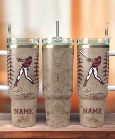 Brayden Taylor Baseball Player Bat Sport Custom Stanley Quencher 40Oz Stainless Steel Tumbler With Handle