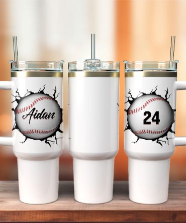 Baseball Artwork Custom Stanley Quencher 40Oz Stainless Steel Tumbler With Handle