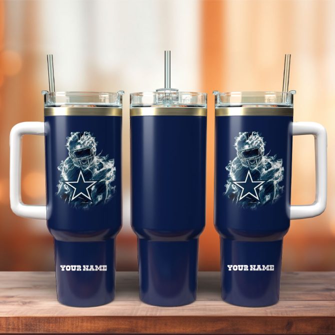 Dallas Cowboys Football Nfl Sport Custom Stanley Quencher 40Oz Stainless Steel Tumbler With Handle