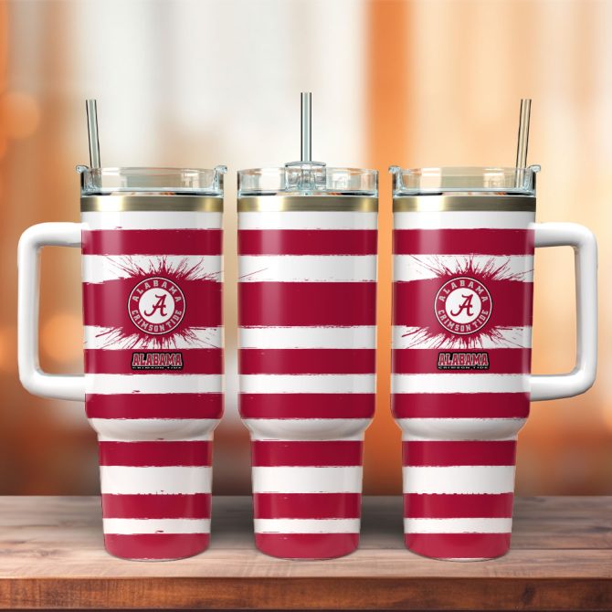 Alabama Crimson Tide Football Nfl Sport Custom Stanley Quencher 40Oz Stainless Steel Tumbler With Handle