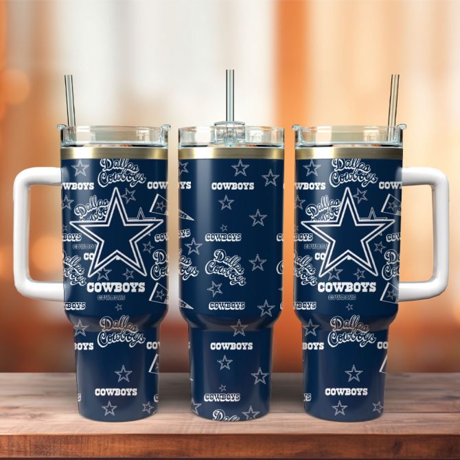 Dallas Cowboys Football Nfl Sport Custom Stanley Quencher 40Oz Stainless Steel Tumbler With Handle