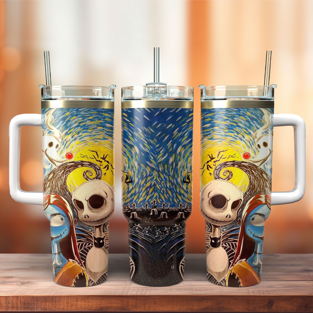 The Nightmare Before Christmas Movie Custom Stanley Quencher 40Oz Stainless Steel Tumbler With Handle