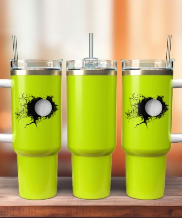 Golf Ball Artwork Custom Stanley Quencher 40Oz Stainless Steel Tumbler With Handle