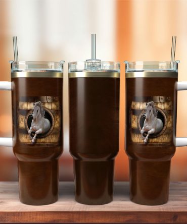 Horse Artwork Custom Stanley Quencher 40Oz Stainless Steel Tumbler With Handle