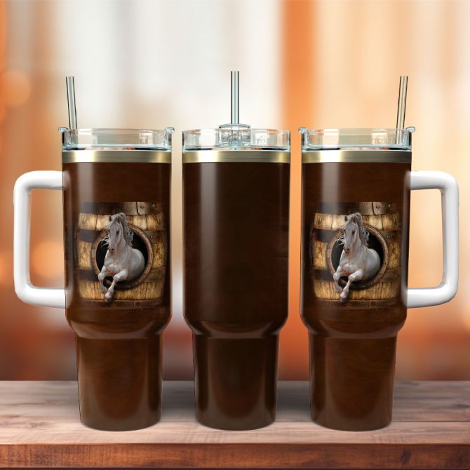 Horse Artwork Custom Stanley Quencher 40Oz Stainless Steel Tumbler With Handle