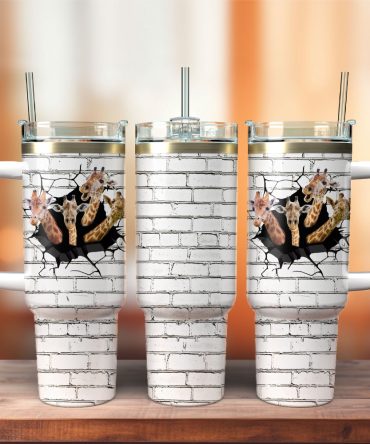 Giraffe Artwork Custom Stanley Quencher 40Oz Stainless Steel Tumbler With Handle