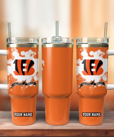 Cincinnati Bengals Football Nfl Sport Custom Stanley Quencher 40Oz Stainless Steel Tumbler With Handle