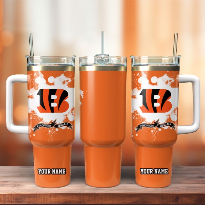 Cincinnati Bengals Football Nfl Sport Custom Stanley Quencher 40Oz Stainless Steel Tumbler With Handle