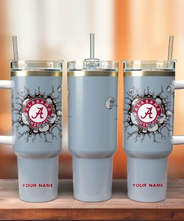 Alabama Crimson Tide Football Ncaa Sport Custom Stanley Quencher 40Oz Stainless Steel Tumbler With Handle