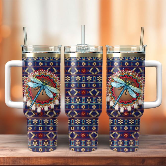 Dragonfly Art Custom Stanley Quencher 40Oz Stainless Steel Tumbler With Handle