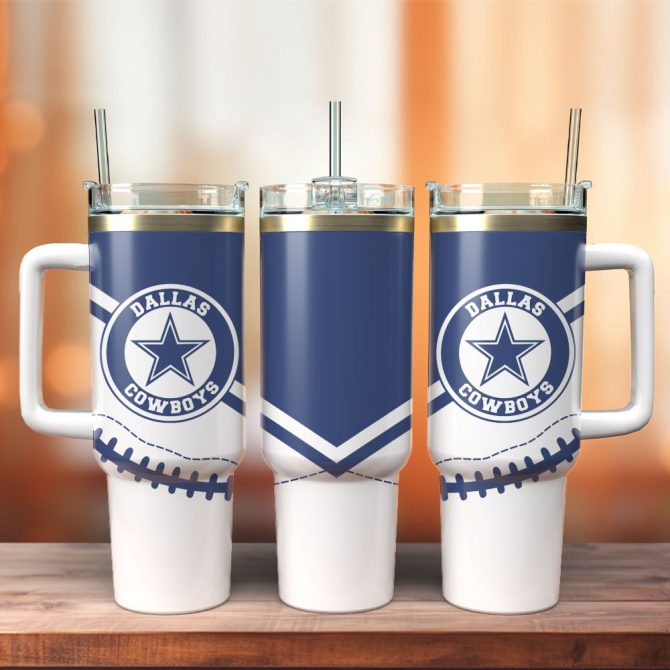 Dallas Cowboys Football Nfl Sportcustom Stanley Quencher 40Oz Stainless Steel Tumbler With Handle