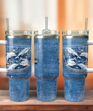 Dolphin Girl Jean Custom Stanley Quencher 40Oz Stainless Steel Tumbler With Handle