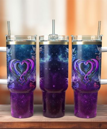 Dragon Heart Galaxy Art Custom Stanley Quencher 40Oz Stainless Steel Tumbler With Handle