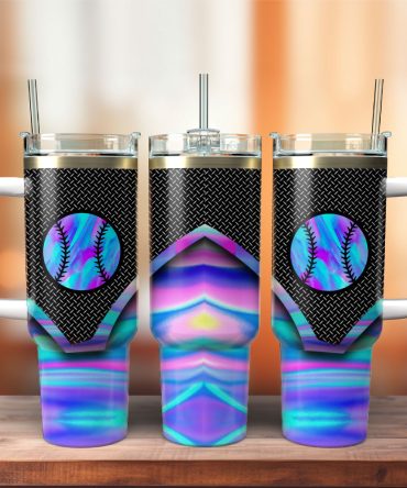 Baseball Artwork Custom Stanley Quencher 40Oz Stainless Steel Tumbler With Handle