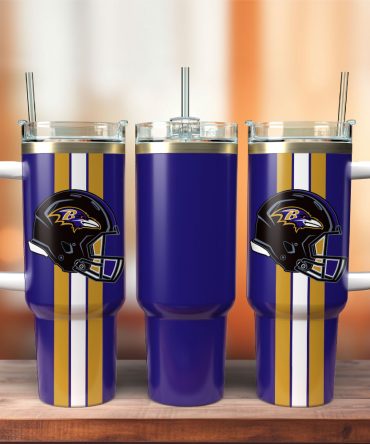 Baltimore Ravens Football Nfl Custom Stanley Quencher 40Oz Stainless Steel Tumbler With Handle