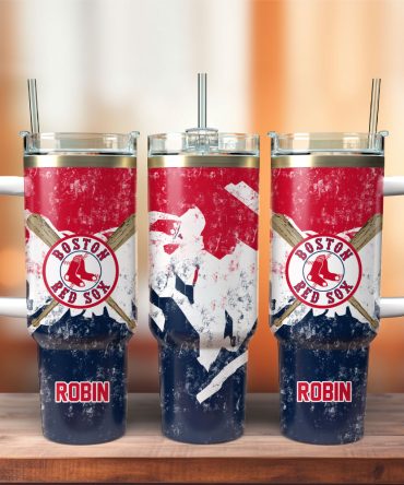Boston Red Sox Baseball Mlb Custom Stanley Quencher 40Oz Stainless Steel Tumbler With Handle