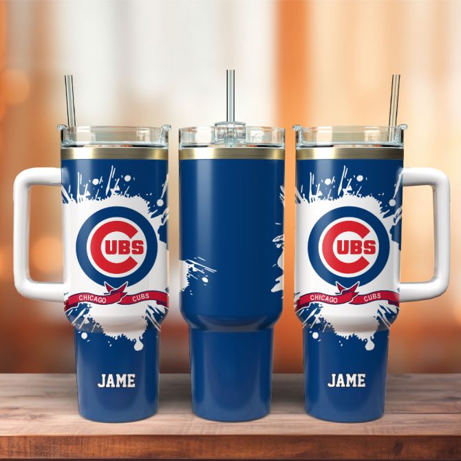 Chicago Cubs Baseball Mlb Sport Custom Stanley Quencher 40Oz Stainless Steel Tumbler With Handle
