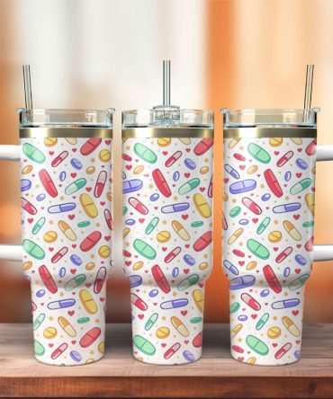 Dortor And Pills Custom Stanley Quencher 40Oz Stainless Steel Tumbler With Handle