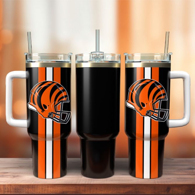Cincinnati Bengals Football Nfl Sport Custom Stanley Quencher 40Oz Stainless Steel Tumbler With Handle