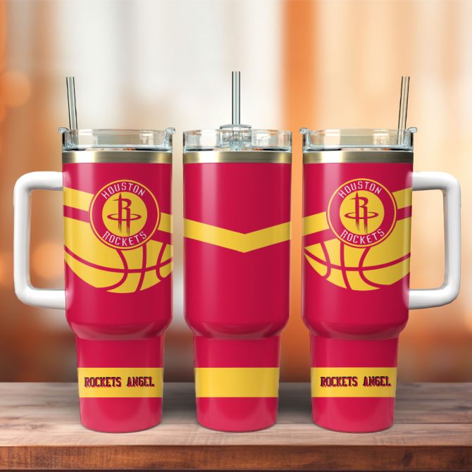 Houston Rockets Basketball Nba Sport Custom Stanley Quencher 40Oz Stainless Steel Tumbler With Handle