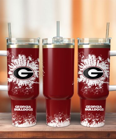 Georgia Bulldogs Football Ncaa Sport Custom Stanley Quencher 40Oz Stainless Steel Tumbler With Handle