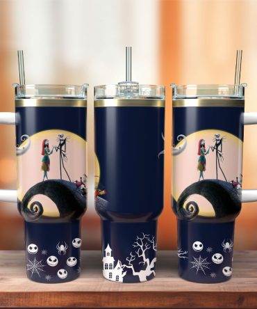 The Nightmare Before Christmas Movie Custom Stanley Quencher 40Oz Stainless Steel Tumbler With Handle