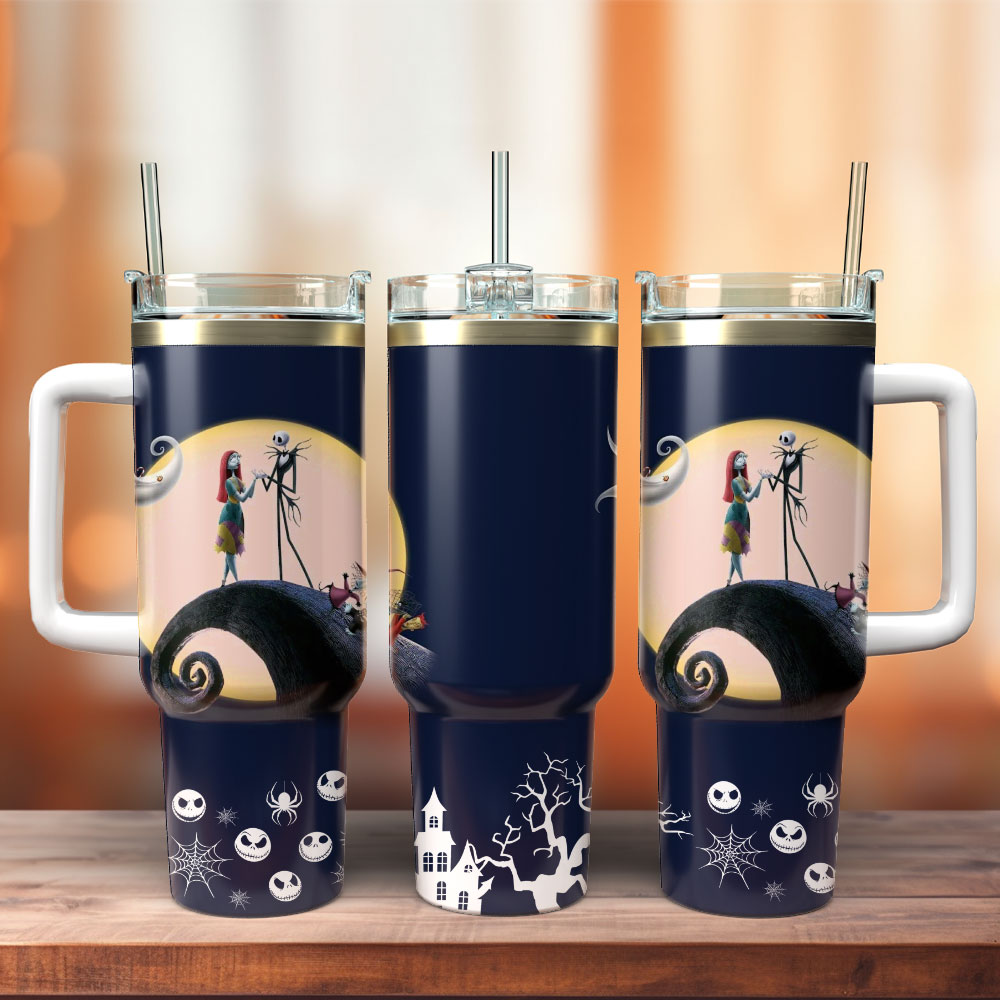 The Nightmare Before Christmas Movie Custom Stanley Quencher 40Oz Stainless Steel Tumbler With Handle