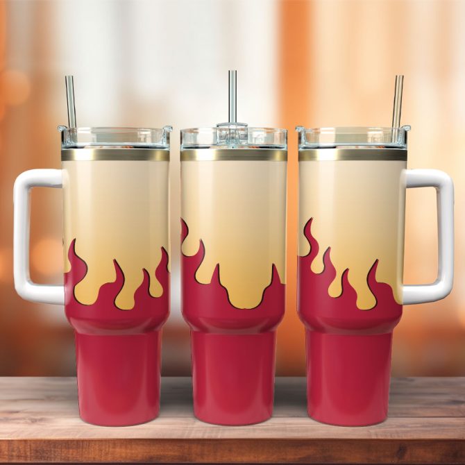 Fire Artwork Custom Stanley Quencher 40Oz Stainless Steel Tumbler With Handle