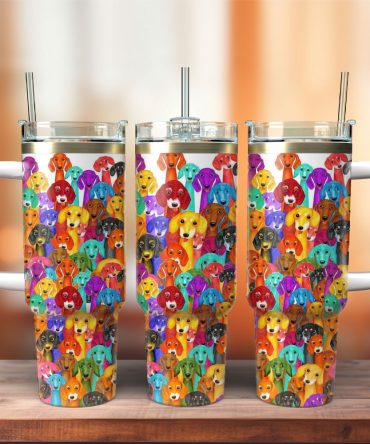 Dog Artwork Custom Stanley Quencher 40Oz Stainless Steel Tumbler With Handle