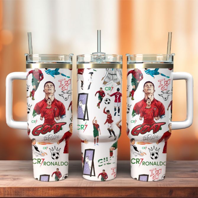 Cr7 Ronaldo Soccer Custom Stanley Quencher 40Oz Stainless Steel Tumbler With Handle
