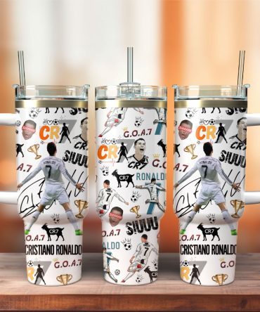 Cr7 Ronaldo Soccer Custom Stanley Quencher 40Oz Stainless Steel Tumbler With Handle