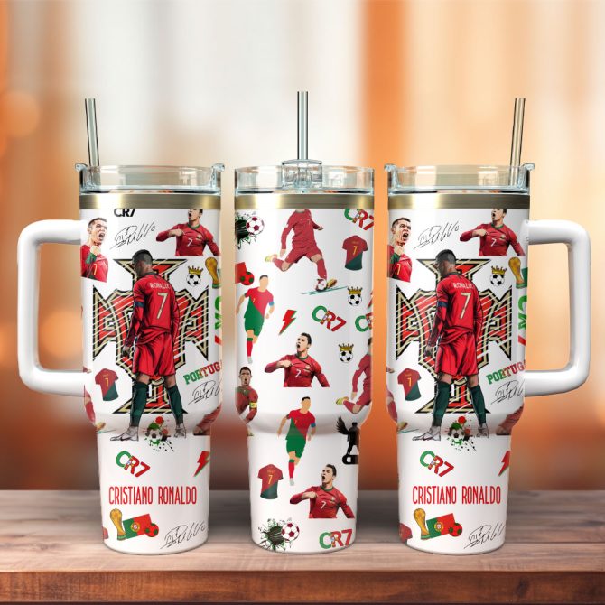 Cr7 Ronaldo Soccer Custom Stanley Quencher 40Oz Stainless Steel Tumbler With Handle